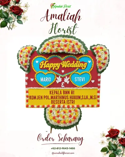 Karangan Papan Bunga Pernikahan di Warung Menteng
